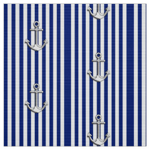 Klassische Seemarine-blaue Streifen und Anker Stoff