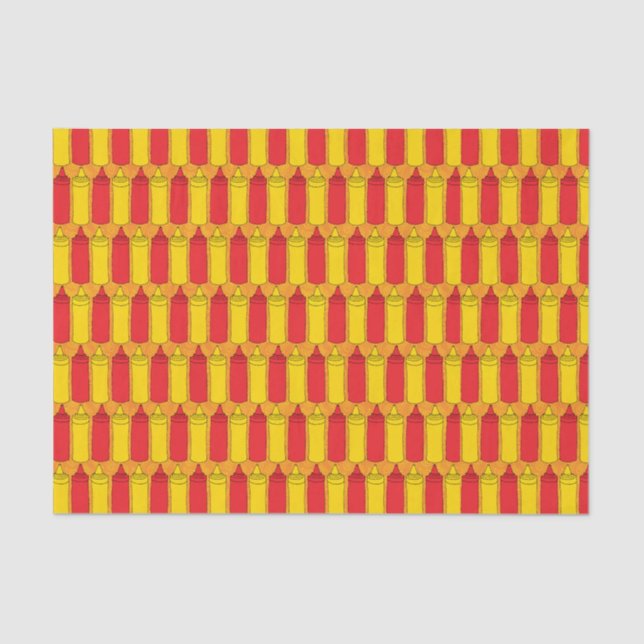 Klassische Senf-und Ketschup-Würze-Flaschen Seidenpapier (Vorderseite)