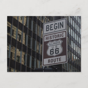Klassische Sicht auf die Route 66 Chicago beginnen Postkarte