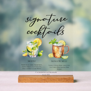 Klassische Signature-Cocktails Mojito Moscow Mule Acrylschild