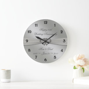 Klassische Silber 25. Hochzeitsszenario Große Wanduhr