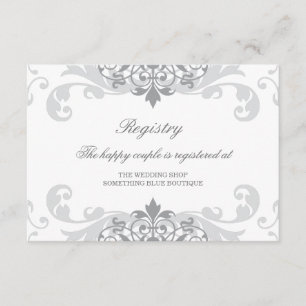Klassische Silber-Grau-Ironworks-Hochzeitsregistri Begleitkarte
