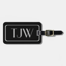 Klassische Silber-Initialen auf schwarzen Gepäckan