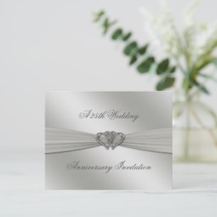 Klassische silberne 25. Hochzeitstag-Einladung Einladung