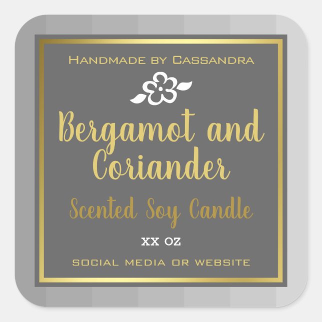 Klassische Silver Gray Gold Produktverpackungsmark Quadratischer Aufkleber (Vorderseite)