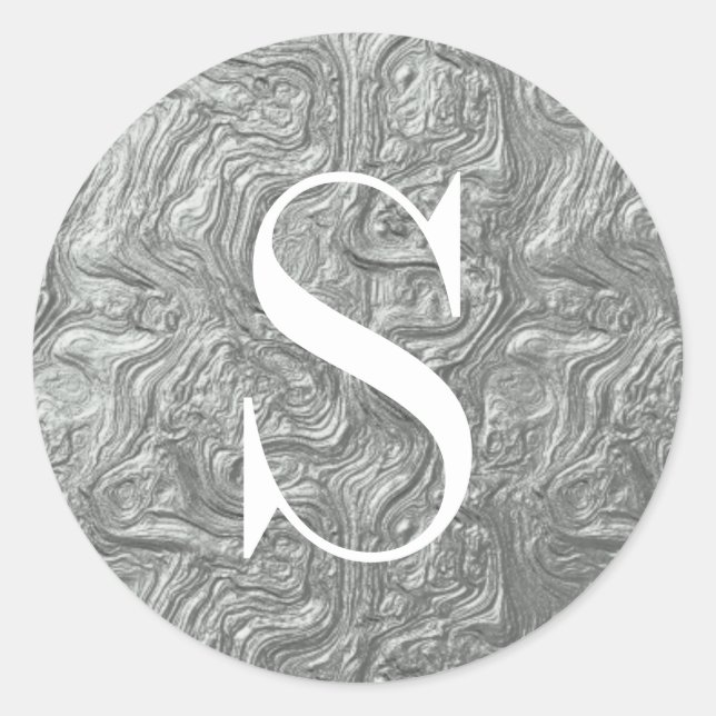 Klassische Silver Monogram Umschlag Aufkleber (Vorderseite)