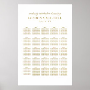 Klassische Sitzordnung für Hochzeiten mit Antique- Poster