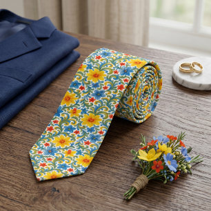 Klassische sizilianische Blätter Blumenmuster Krawatte