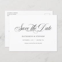 Klassische Skriptkalligrafie Save the Date elegant