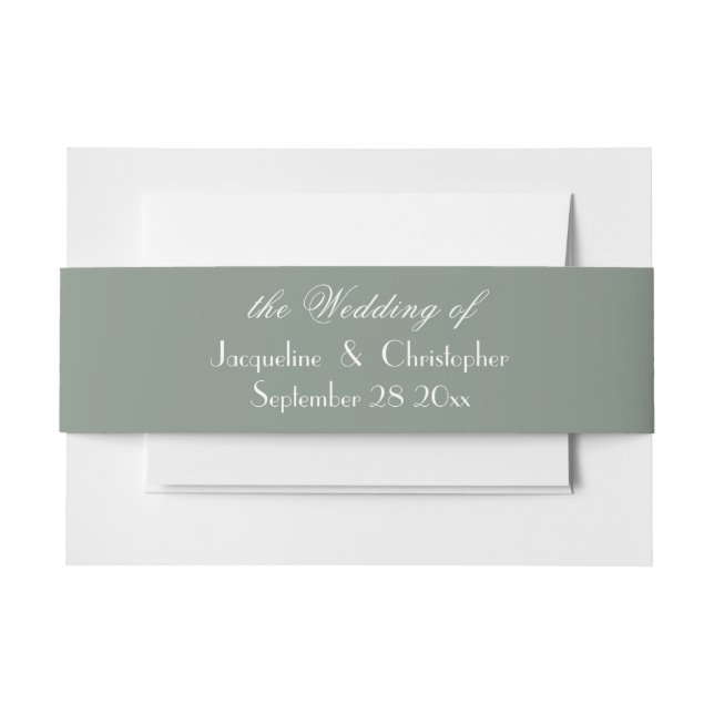 Klassische Skriptnamen Elegant Sage Green Wedding Einladungsbanderole (Vorderseite Beispiel)