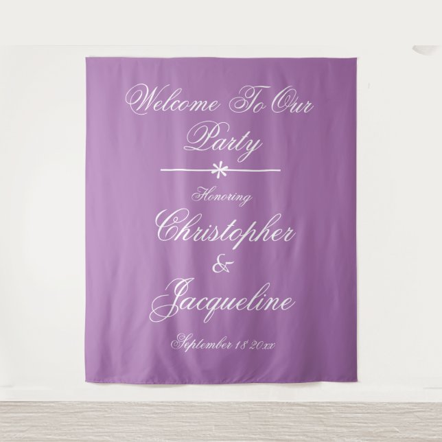 Klassische Skriptnamen Fotobooth Hochzeitsvorhang Wandteppich (Vorderseite)