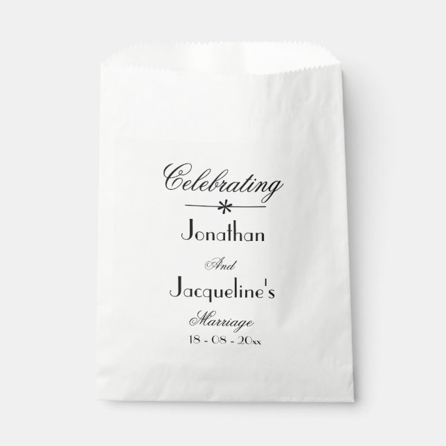 Klassische Skriptnamen für Hochzeiten Elegant Whit Geschenktütchen (Vorderseite)