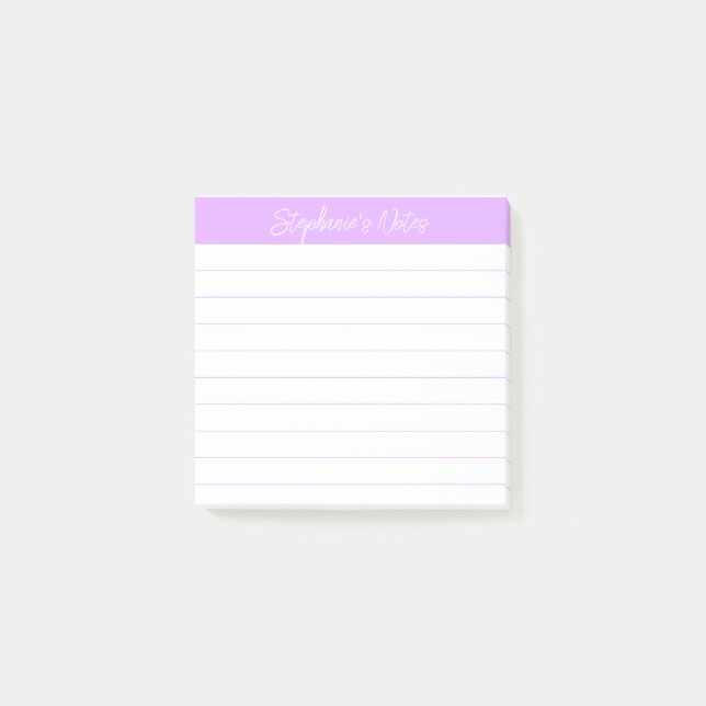 Klassische Skriptnotizen Helllila liniert Post-it Klebezettel (Vorderseite)