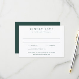 Klassische Smaragdgrüne Einfache Hochzeit RSVP Karte