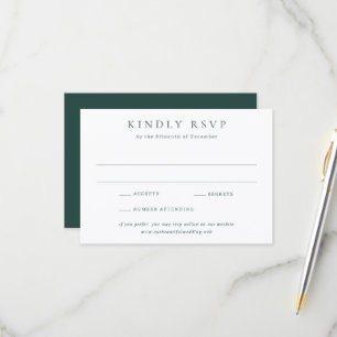Klassische Smaragdgrüne Einfache Hochzeit RSVP Karte