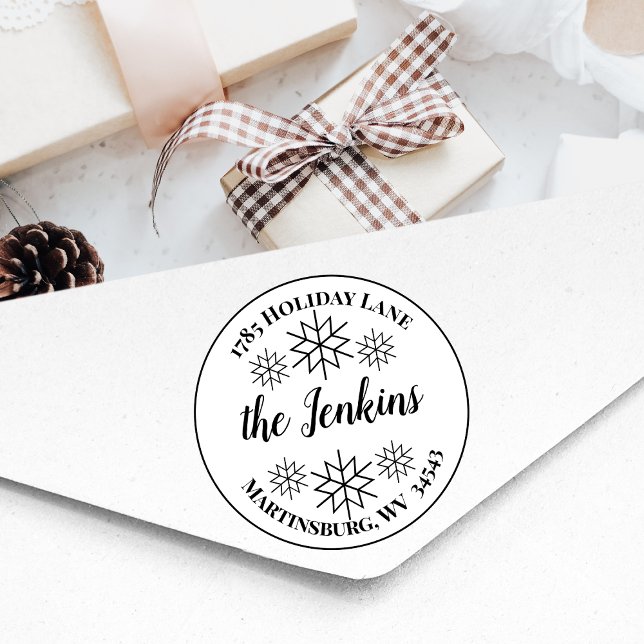 Klassische Snowflake Weihnachtsfeiertage Rücksende Gummistempel (Von Creator hochgeladen)