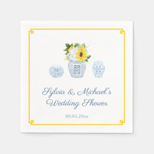 Klassische Sonnenblumen Blau-Weiß-Vase-Brautparty Serviette