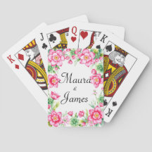 Klassische Spielkarten der rosa Blume