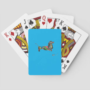 Klassische Spielkarten mit Dackel