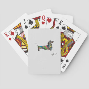 Klassische Spielkarten mit Dackel