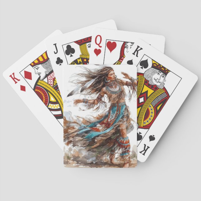 Klassische Spielkarten mit Native American Tänzeri (Rückseite)