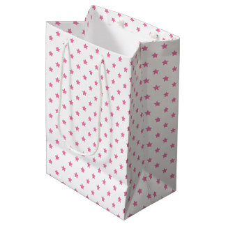 Klassische Sterne Fuchsienrosa - Weiß Mittlere Geschenktüte