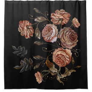Klassische Stickerei Vintage Knospen von Rose Must Duschvorhang