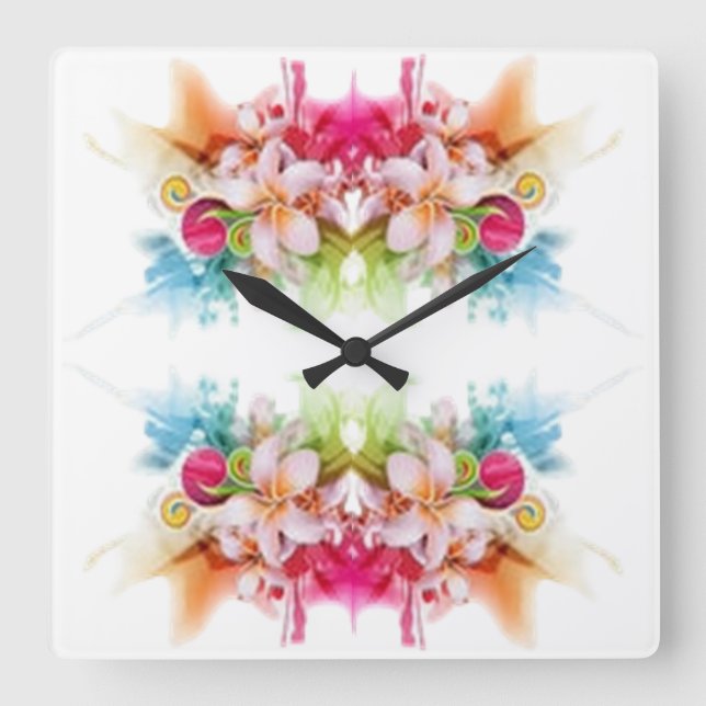 Klassische Stile Florals Quadratische Wanduhr (Vorderseite)