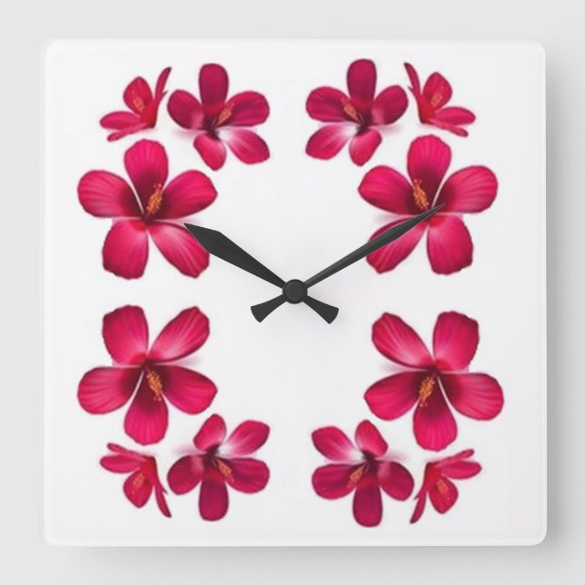 Klassische Stile Florals Quadratische Wanduhr (Vorderseite)