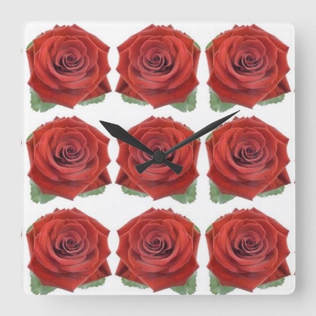 Klassische Stile Florals Quadratische Wanduhr (Vorderseite)