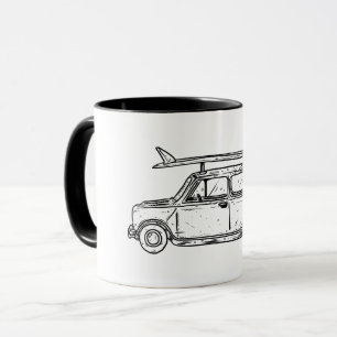 Klassische Strand-Art Mini Cooper Tasse