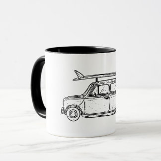 Klassische Strand-Art Mini Cooper Tasse
