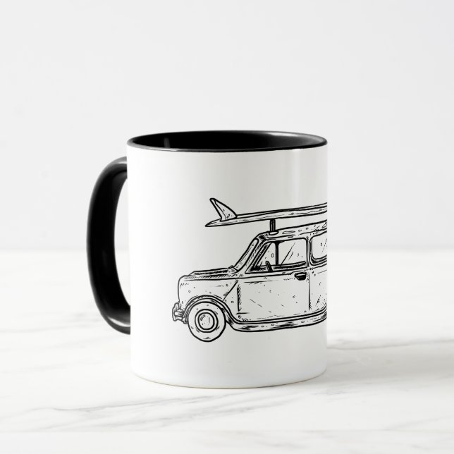 Klassische Strand-Art Mini Cooper Tasse (Vorderseite Links)