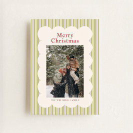 Klassische Streifen-Fotoweihnachtskarte Feiertagskarte