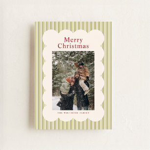 Klassische Streifen-Fotoweihnachtskarte Feiertagskarte