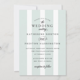 Klassische Streifen für Hochzeitsfeiern in hellbla Einladung