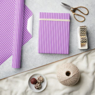 Klassische Streifen Weiß - Orchidee Lila Geschenkpapier