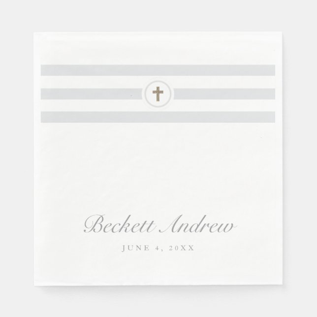 Klassische Stripe Christening und Taufe Serviette (Vorderseite)