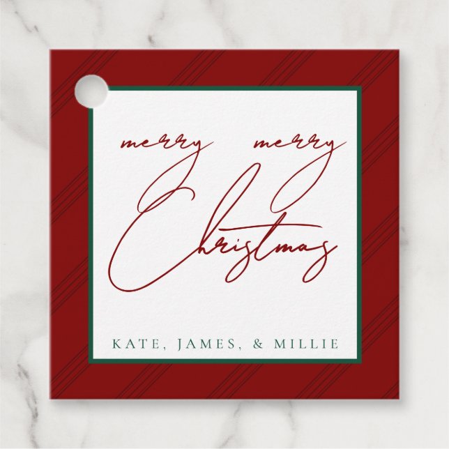 Klassische Stripe Holiday Geschenketiketten - Jewe Geschenkanhänger (Vorderseite)