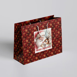 Klassische süße Weihnachtsmann- und Rudolph-Weihna Große Geschenktüte