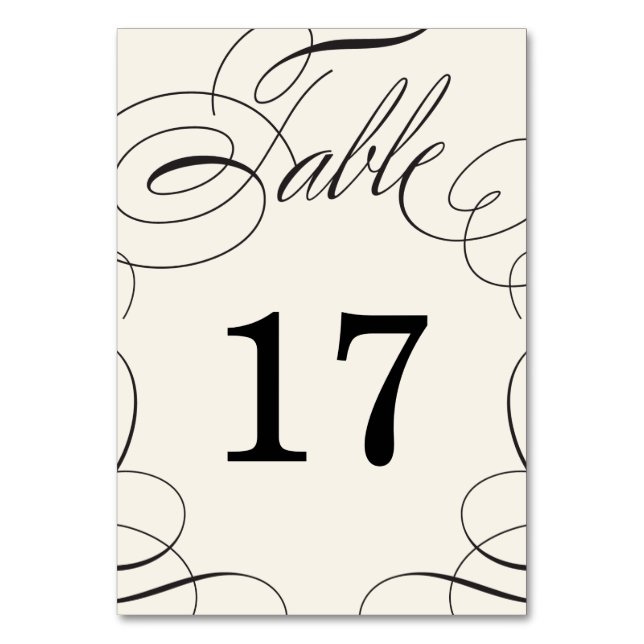 Klassische Swash Wedding Tischnummer Card (Vorderseite)