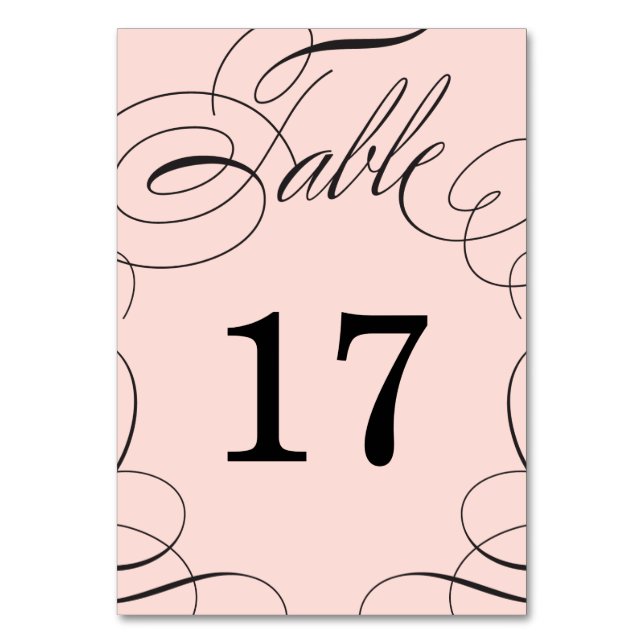 Klassische Swash Wedding Tischnummer Card (Vorderseite)