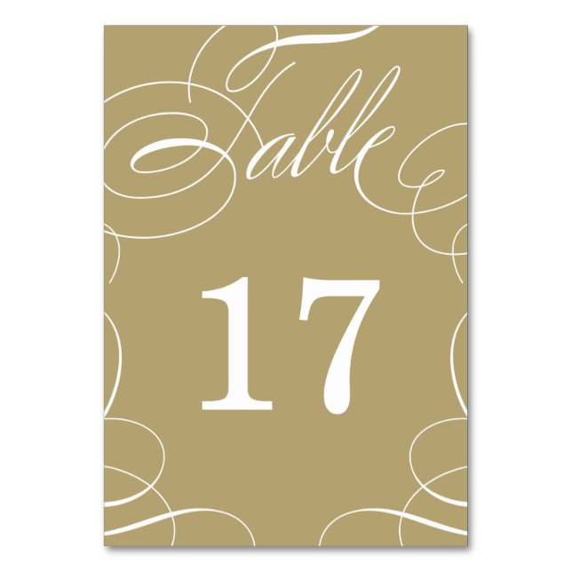 Klassische Swash Wedding Tischnummer Card (Vorderseite)