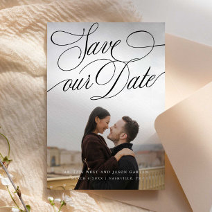Klassische Swooping-Kalligrafie Save The Date