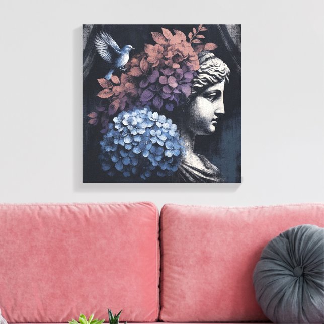 Klassische Szene mit Gipsumstatue Leinwanddruck (Insitu (Wohnzimmer))