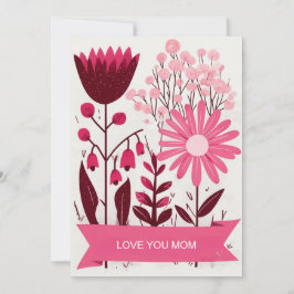 Klassische Tageskarte der rosafarbenen Blumenmütte Einladung