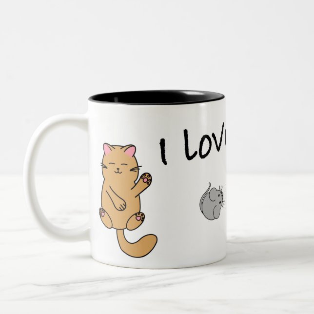 Klassische Tasse, 11 oz, mit I LIEBE KATZ Zweifarbige Tasse (Links)