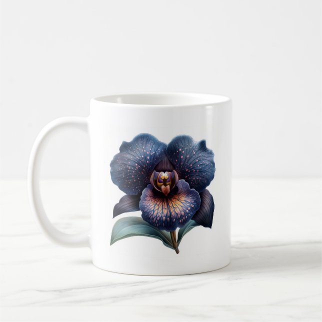 Klassische Tasse aus schwarzem Orchideenkaffee (Links)