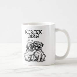 Klassische Tasse mit Mops und Küssen