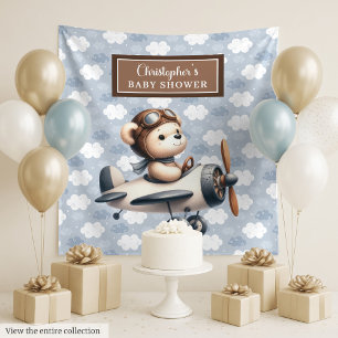 Klassische Teddybär-Pilot Babydusche Foto Wandteppich